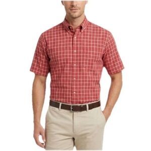 Scott Barber Men's Red Windowpane Check SS Classic Button-Down Shirt Size XL